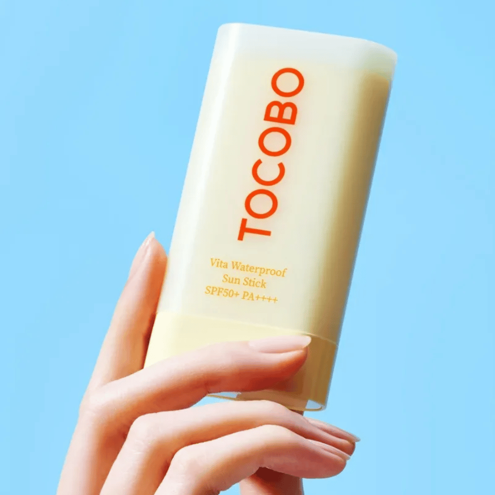 TOCOBO Vita Waterproof Sun Stick provides effective protection with SPF50+ PA++++. Perfect for sensitive skin, blends without mess, and is water-resistant for active days.