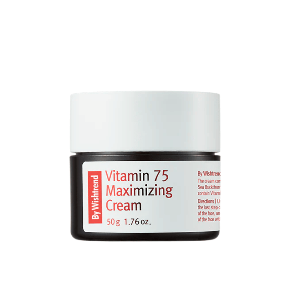 By Wishtrend Vitamin 75 Maximizing Cream cream texture in a jar that absorbs quickly and moisturizes the skin without feeling heavy.