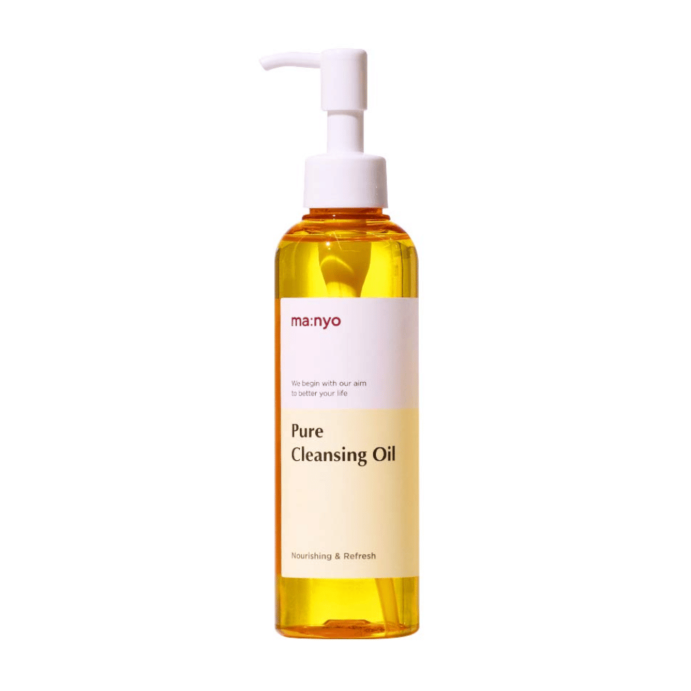 A bottle ma:nyo Pure Cleansing Oil 200ml for makeup removal displayed on a white background.