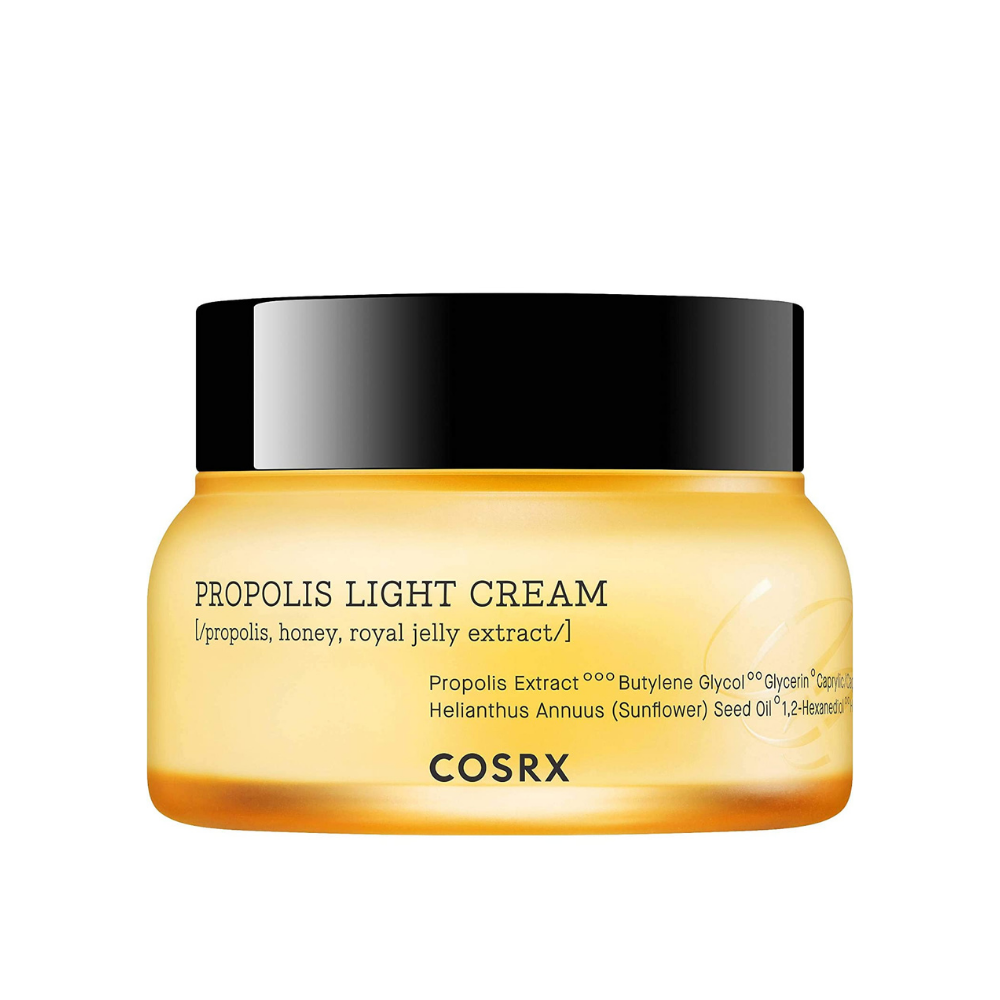 COSRX Full Fit Propolis Light Cream 65ml with black bee propolis complex for antioxidants.